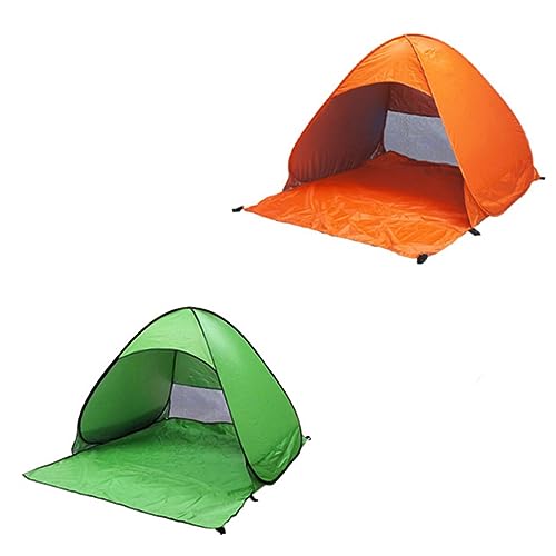 POPETPOP Automatisches Pop Up Strandzelt Orange Wasserdichtes Campingzelt mit UV Schutz Robuste Konstruktion und Erdspieß für Outdoor Reisen von POPETPOP