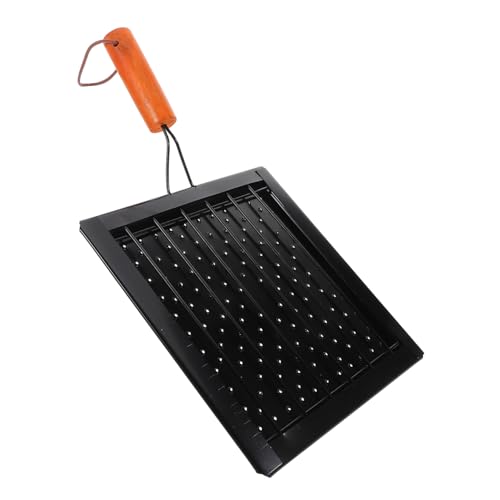POPETPOP Barbecue Tool Grill Großer Herd Toaster Backrost Camping Brottoaster Herd Toaster Klappbarer Camp Herd Toaster Grilltablett Mit Klappbarem Griff Schwarzer Edelstahl von POPETPOP
