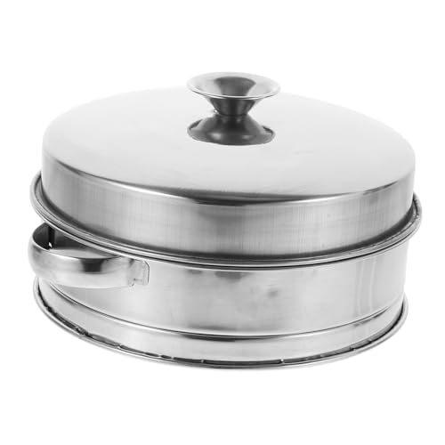POPETPOP Edelstahl Dampfgarer Einsatz mit Deckel Stapelbarer Dünsteinsatz für Gemüse Robustes Steamer Basket mit Doppeltem Griff für Haushaltsküche Gleichmäßige Dampfdurchlässigkeit von POPETPOP