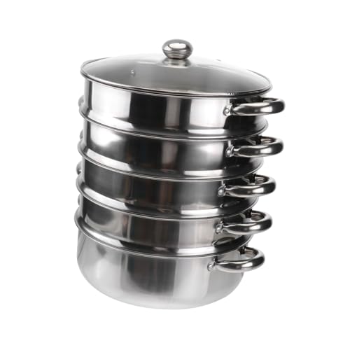 POPETPOP Edelstahl Dampfgarer Lagig Multifunktionaler Suppentopf mit Dampfeinsatz Langlebig Platzsparend Geeignet für Induktionskochfelder Praktische Küchenhilfe für Gesunde von POPETPOP