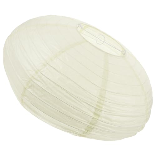 POPETPOP Faltbarer Ovaler Papierlampenschirm Leichter Lampenschirm aus Papier Einfach zu Montierender Lampenschirm für Party und Wohnraumdeko in Beige von POPETPOP