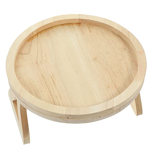 POPETPOP Holz Sofa Armlehne Tisch Faltbares Rundes Tablett Für Snacks Und Getränke Platzsparend Und Praktisch Für Wohnzimmer Und Schlafzimmer Für Handys Und Bücher von POPETPOP