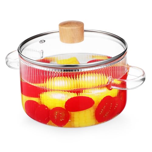 POPETPOP Simmer Pot Aus Klarem Glas Mit Deckel Vielseitig Einsetzbarer Suppentopf Für Herd Und Mikrowelle Zum Kochen Und Servieren Von Speisen von POPETPOP
