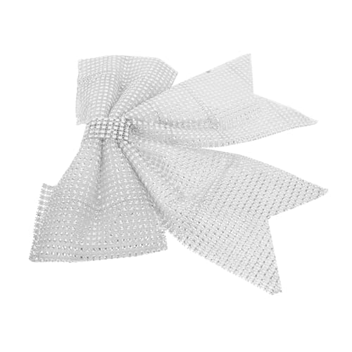 POPETPOP Große Weihnachts Schleife mit Funkelnden Strasssteinen Satinband Vielseitig für Haarschmuck Taschen DIY Deko Festlicher Baum und Fensterdekoration Silberner Glitzereffekt von POPETPOP