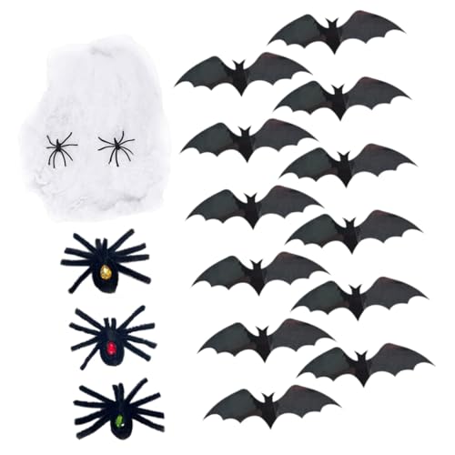 POPETPOP Halloween Deko mit Falschem Spinnennetz und Fledermäusen Dekospinnen Multifunktional für Party und Gruselatmosphäre Leichtes Polyester für Innen und Außenbereich POPETPOP Halloween Deko mit Falschem Spinnennetz und Fledermäusen Dekospinnen Multifunktional für Party und Gruselatmosphäre Leichtes Polyester für Innen und Außenbereich von POPETPOP
