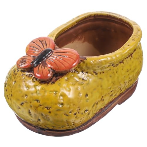 POPETPOP Handbemalter 3D-pflanztopf in Stiefelform Aus Keramik Für Das Home Office Robuster Und Atmungsaktiver Blumentopf in Stiefelform Für Drinnen Und Draußen Dekorativer Bonsai-Topf von POPETPOP