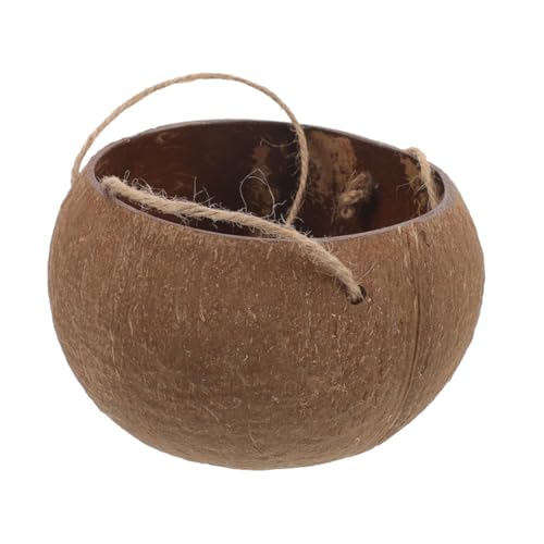 POPETPOP Kokosnuss-hängende Pflanzgefäß Natürlicher Kokosnuss-Schalen-Topf Mit Aufhängeseil Vielseitiger Hängender Blumenampel Für Garten Und Balkon Dekorative Pflanze Für Drinnen von POPETPOP