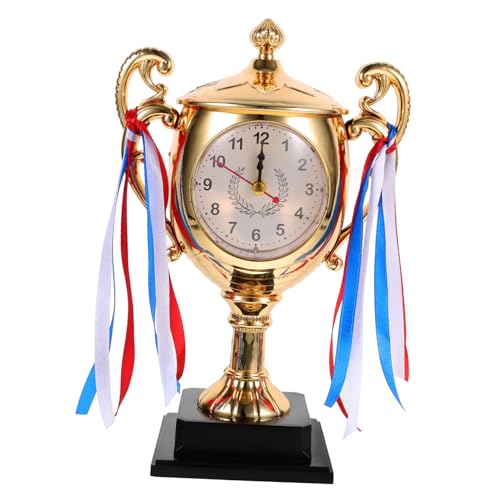 POPETPOP Kreative Tischuhr Desktop Uhr mit Einfachem Design Dekorative Analoge Wecker Stilvolle Uhr für Büro Küche und Schlafzimmer Zufällige Muster Goldfarben von POPETPOP