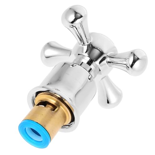 POPETPOP Kreuzgriff Wasserhahn Ersatzgriff aus Messing und Edelstahl Kompatibel für Basinath Küchenarmatur Heiß kalt Ventilsteuerung Langlebig und Stilvoll für Bad und Zufällige Farbe von POPETPOP