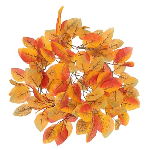 POPETPOP Künstliche Magnolienblatt Herbstgirlande Rattan Hängend Dekoration für Tür Herbstdeko Erntedankfest Wohnzimmer Bauernhausstil von POPETPOP