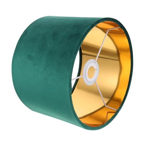 POPETPOP Lampenschirm Grün mit Goldfarbenem Innenfutter Dekorativer Stoff Lampenschirm für Tisch und Stehlampen Staubabweisend Warmes Licht Elegantes Wohnambiente von POPETPOP