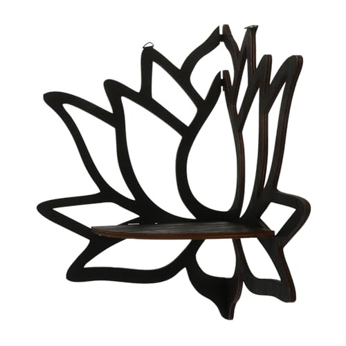 POPETPOP Lotus Eckregal Holz Schwebendes Wandregal Eck Wandablage Dekoratives Aufbewahrungsregal Vielseitig für Wohnzimmer Schlafzimmer Badezimmer Geeignet von POPETPOP