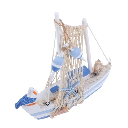 POPETPOP Mediterranes Holz Segelboot Modell Handgeschnitzte Miniatur Segelschiff Dekoration für Schreibtisch Büro Tisch Rustikales Ornament Einzigartiges für Zuhause und Arbeitsplatz von POPETPOP