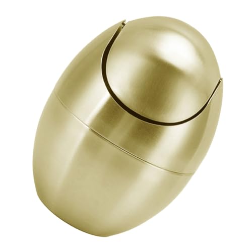 POPETPOP Mini Müllbehälter mit Deckel Kleiner Abfalleimer Eiform Kompakt und Langlebig Platzsparend für Schreibtisch Büro Auto Schlafzimmer Stilvolles Modernes Design Gold von POPETPOP