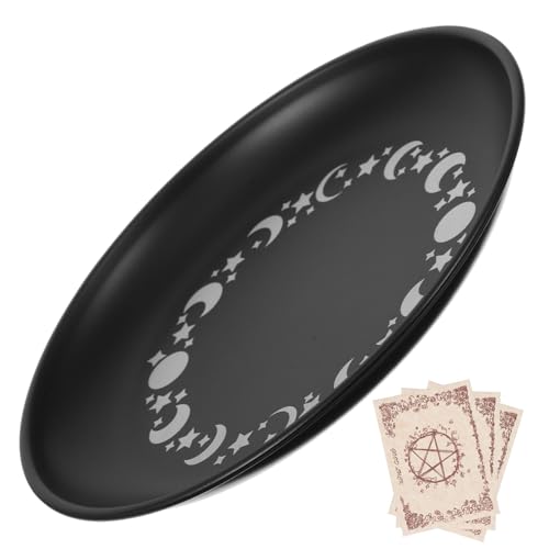 POPETPOP Multifunktionsplatte Led Dekorativ Votiv- Teelicht Altar Hochzeit Kerzenhalter Tablett Dekoration Kernstück Modern Ritualkerzenteller Leuchterplatte Black Rostfreier Stahl von POPETPOP