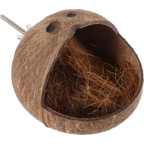POPETPOP Kokosnuss Shell Vogelnest: Vogelnest Aus Kokosnuss - Natürliche Kokosnussschale Vogelnest für Papageien Hamster Chamäleons Kleintiere von POPETPOP