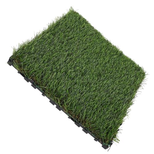 POPETPOP Outdoor Kunstrasenfliesen Witterungsbeständiges Dickes Interlocking Gras Bodenbelag für Balkon Terrasse und Garten Dekorative Grüne Rasenteppich Lösung für Außenbereiche von POPETPOP