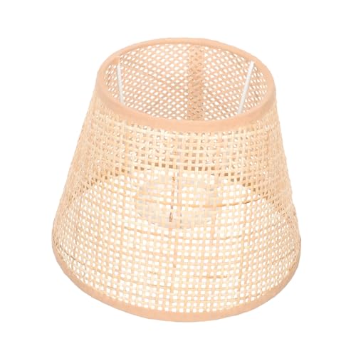 POPETPOP Rattan Lampenschirm Tischlampe Gewölbt Eckig Langlebiger Lampenschirm Weichlichtend Einfach zu Montieren Dekoration Wohnzimmer Schlafzimmer von POPETPOP