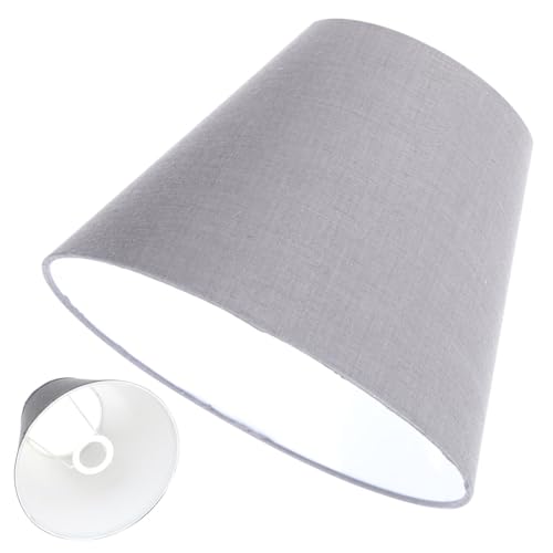 POPETPOP Retro Style Kleine Stoff lampe mit Fassung Eleganter Dunkelgrauer Lampenschirm für Deckenleuchte Stehlampe und Tischlampe Stabil und Vielseitig für Wohnzimmer Schlafzimmer und von POPETPOP