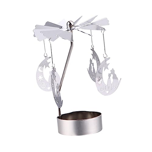 POPETPOP Romantischer Kerzenhalter mit Rotierendem Kerzenständer aus Silberfarben für Wohn und Arbeitszimmer für Partys Hochzeiten Innen und Außenbereich Warmes von POPETPOP