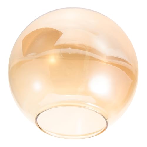 POPETPOP Runde Glas Lampenschirm Ersatz Lampenabdeckung Ømm Halbkreisform Rauchgrau Bernsteinfarben für Pendelleuchte Wohnzimmer Schlafzimmer Küche von POPETPOP