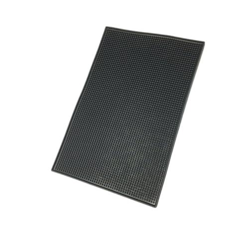POPETPOP Schwarze Silikon Bar Abtropfmatte mit Tiefen Ablaufrillen Rutschfest für Bar und Küche Spülmaschinenfest als Geschirr und Obstabtropfunterlage von POPETPOP