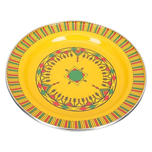 POPETPOP Streifenfruchtbarme Tablett Serviertablett Platte Tabletts Serviertablett Teller Obstteller Servierplatte mit Griffen Servierteller Schüssel Emaille Yellow POPETPOP Streifenfruchtbarme Tablett Serviertablett Platte Tabletts Serviertablett Teller Obstteller Servierplatte mit Griffen Servierteller Schüssel Emaille Yellow von POPETPOP