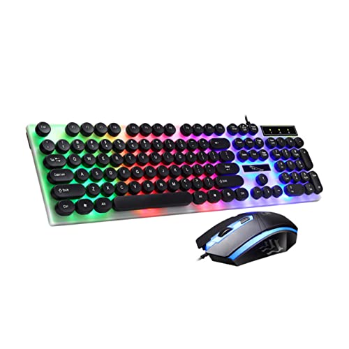 POPETPOP USB Kabelgebundenes Tastatur mit Hintergrundbeleuchtung Ergonomisches Design für PC Laptop Tragbar Leicht Komfortable Tasten Schwarz von POPETPOP