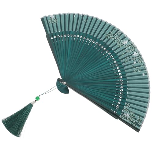POPETPOP Vintage Faltbarer Handfächer aus Holz mit Blumenmuster Handlich und Leicht Dekorativer Chinesischer Fächer für Sommerkühlung Tanz Fotorequisit und Partyaccessoire von POPETPOP