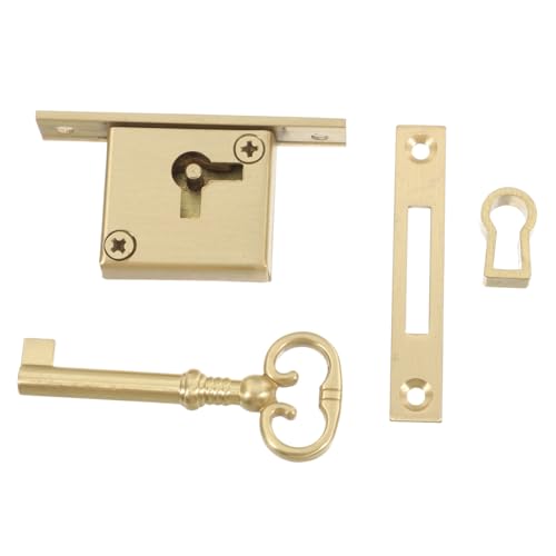 POPETPOP Vintage Messing Schrankschloss mit Schlüssel Langlebiges Möbel Türschloss für Schranktüren und Briefkästen Vielseitig Einsetzbar Robustes Kabinett Schloss aus Messing von POPETPOP