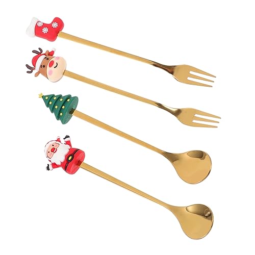 POPETPOP Weihnachtliches Besteck mit Kaffee und Dessertlöffeln Mini Fruchtgabeln Ergonomisch Leichter Griff Festlich Dekoriert für Weihnachtsfeiern und Familienessen POPETPOP Weihnachtliches Besteck mit Kaffee und Dessertlöffeln Mini Fruchtgabeln Ergonomisch Leichter Griff Festlich Dekoriert für Weihnachtsfeiern und Familienessen von POPETPOP