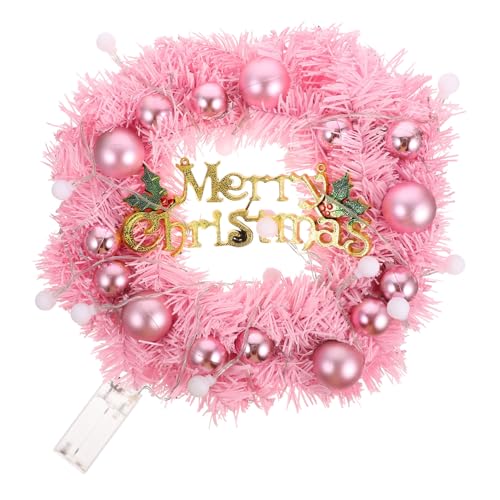 POPETPOP Weihnachtskranz mit LED Lichterkette Beleuchteter Türkranz Weihnachtsdeko Festlich für Innen und Außen Party Supplies Festlicher Schmuck von POPETPOP