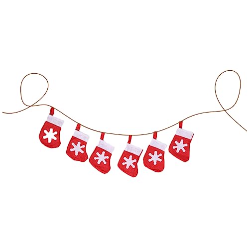 POPETPOP Weihnachtssocken Deko Banner Rotes Filz Weihnachtsstrümpfe Girlande Hängend Festliche Weihnachtsdekoration Innen Wand Kamin Tür Treppe von POPETPOP