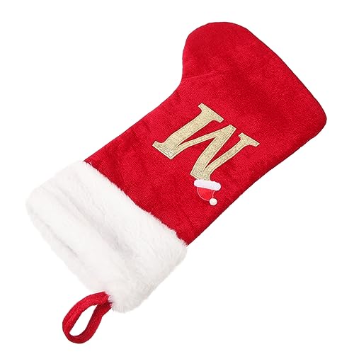 POPETPOP Weihnachtsstrumpf Große Kapazität Rote Strick Weihnachtsdeko Geschenkbeutel mit Buchstaben Design für Süßigkeiten von POPETPOP