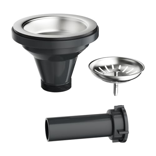 POPFLY 3-1/2 Zoll Küchenspüle Ablauf-Set – 304 gebürsteter Edelstahl Spülbeckensiebkorb mit abnehmbarem tiefem Korb, Dichtungsstopfen und Saitenhalter, passend für Standard-Küchenspülen POPFLY 3-1/2 Zoll Küchenspüle Ablauf-Set – 304 gebürsteter Edelstahl Spülbeckensiebkorb mit abnehmbarem tiefem Korb, Dichtungsstopfen und Saitenhalter, passend für Standard-Küchenspülen von POPFLY