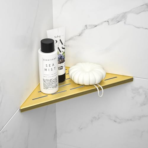 POPFLY Badezimmer-Eck-Duschregal, goldfarben, 304 Edelstahl, PF607501G24 von POPFLY