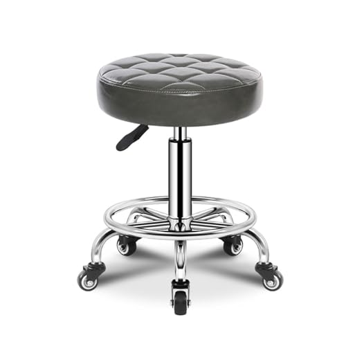 POPHOP Ergonomischer Rollhocker höhenverstellbar 46-61CM drehbar Barhocker Arbeitshocker aus Kunstleder Bürohocker für Kosmetikstudios, Friseursalons, Büros von POPHOP