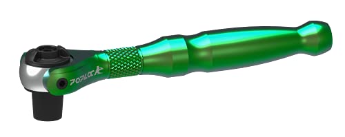 POPLOCK Drehkopf, 90-Zahn-Mini-Sechskant-Bit-Ratsche, 6,35 mm (1/4 Zoll), Aluminium, wendbar, 250-Grad-Schnellspann-Bit-Treiber, Drehknarre (Grün) von POPLOCK