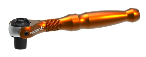 POPLOCK Drehkopf, 90-Zahn-Mini-Sechskant-Bit-Ratsche, 6,35 mm (1/4 Zoll), Aluminium, wendbar, 250-Grad-Schnellspann-Bit-Treiber, Drehknarre (Orange) von POPLOCK