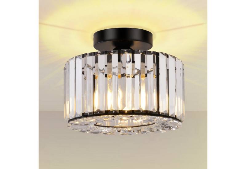 POPOLIC Deckenleuchte Pendelleuchte, Moderne Kristall Kronleuchter mit Glas Lampenschirm, Semi Unterputz Deckenleuchte für Wohnzimmer, Schlafzimmer, Esszimmer von POPOLIC