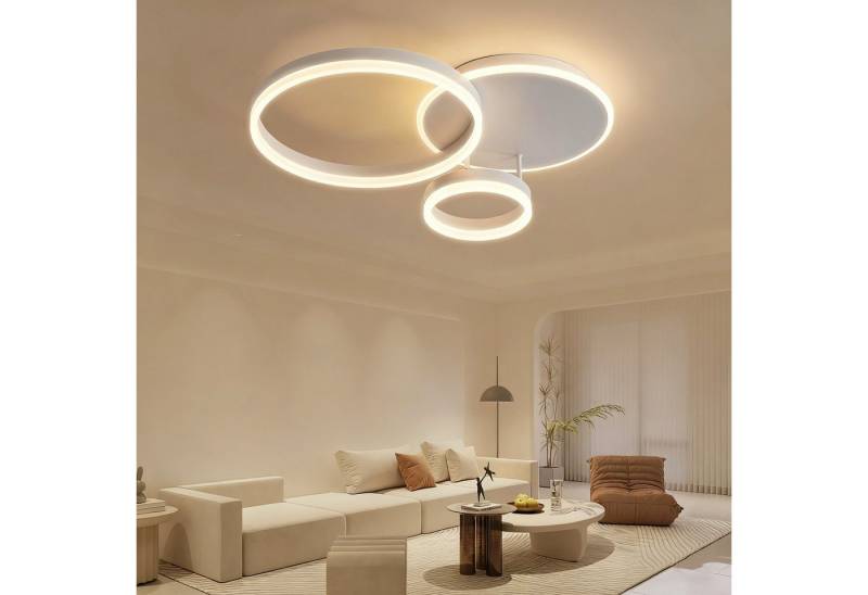 POPOLIC Deckenleuchten 36W LED Deckenleuchte, 65cm 3-Ring, stufenlos dimmbar, modern, Weiß Alu LED Deckenlampe für Schlafzimmer, Wohnzimmer, Büro von POPOLIC