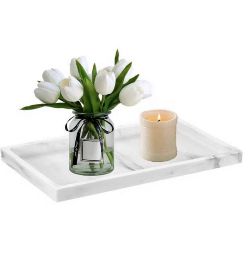 POPOLIC Dekotablett Quadratisches Silikon-Tablett,Badezimmer-Tablett,Aufbewahrungs-Schale (2 St), Badezimmer Tablett Silikon Ablagetablett, 20cm*10cm*2cm von POPOLIC