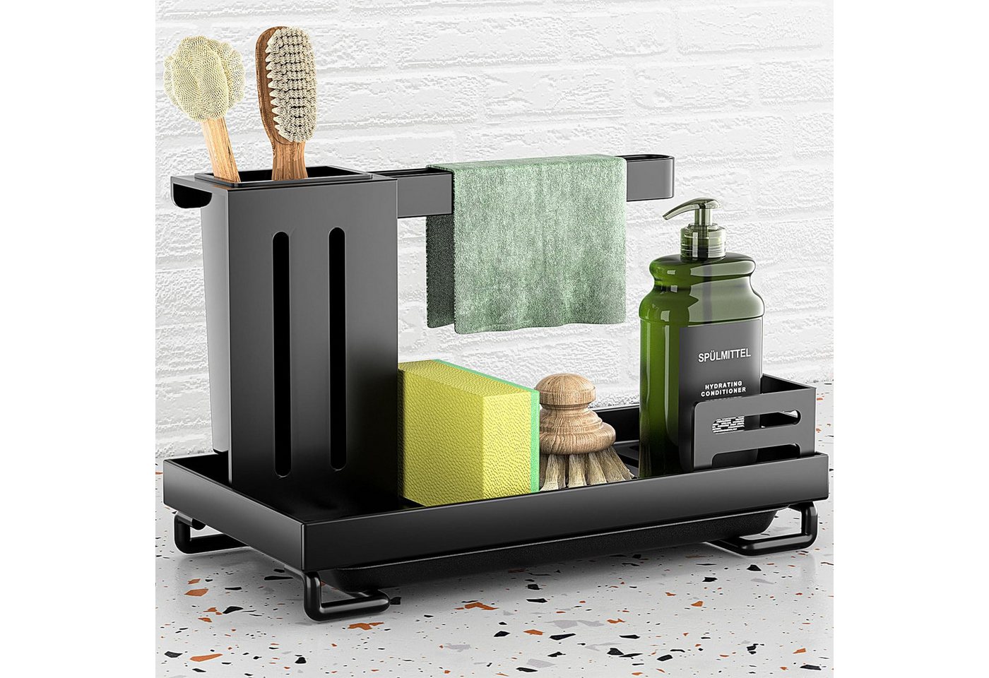POPOLIC Geschirrständer Spülbecken Organizer Schwarz Küchen Spüle Sink Organizer, mit Abflusspfanne, Einfache Installation POPOLIC Geschirrständer Spülbecken Organizer Schwarz Küchen Spüle Sink Organizer, mit Abflusspfanne, Einfache Installation von POPOLIC