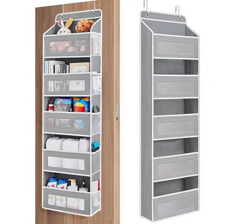 POPOLIC Hängeregal Hängeaufbewahrung Organizer mit 5 Netztaschen,Taschen Organizer, Türhängetasche, Fünflagige Aufbewahrungstasche, Große Kapazität von POPOLIC