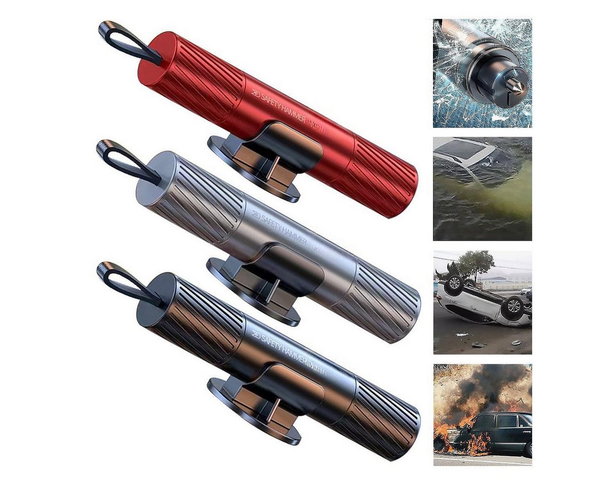 POPOLIC Hammer 3er-Pack Sicherheitshammer-Sicherheitsgurtschneider mit Testglas (3-St), Notfallgerät zum Glasbrechen, Multifunktions-Sicherheitshammer von POPOLIC
