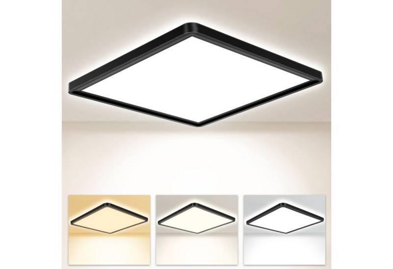 POPOLIC LED Deckenleuchte Deckenlampe 3200LM Modern LED Decklit, 3Farben - 3000K/4000K/6500K, Quadrat Flach Modern Schlafzimmer Lampe, IP54 Wasserfest, Ø30cm von POPOLIC