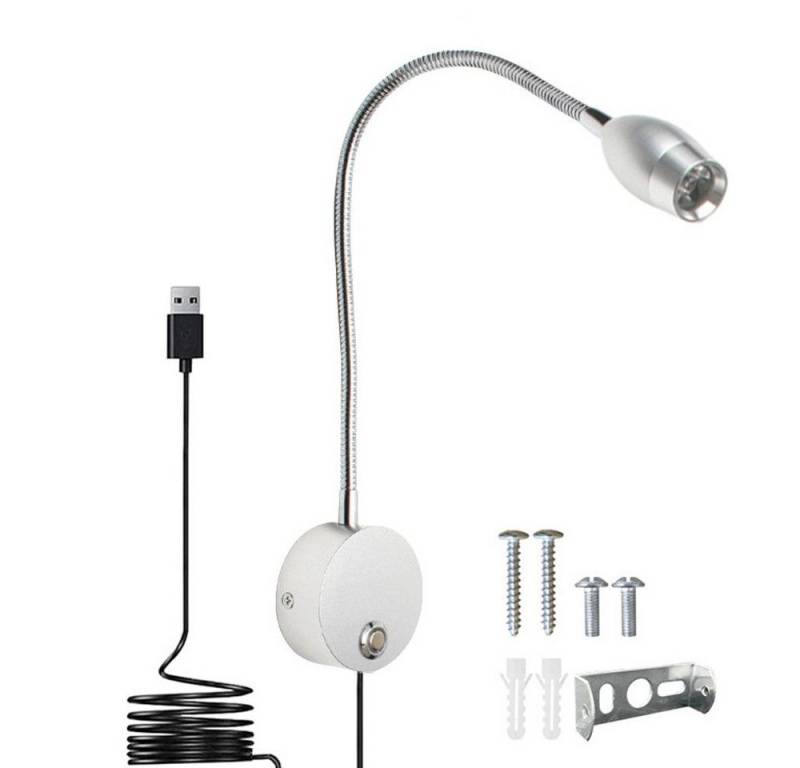 POPOLIC LED Leselampe Leselampe Wandmontage, LED Bettlampe mit Schalter Touch Dimmbar, Bett Leselicht 360° Schwenkbar Schwanenhals Lampe für Schlafzimmer von POPOLIC