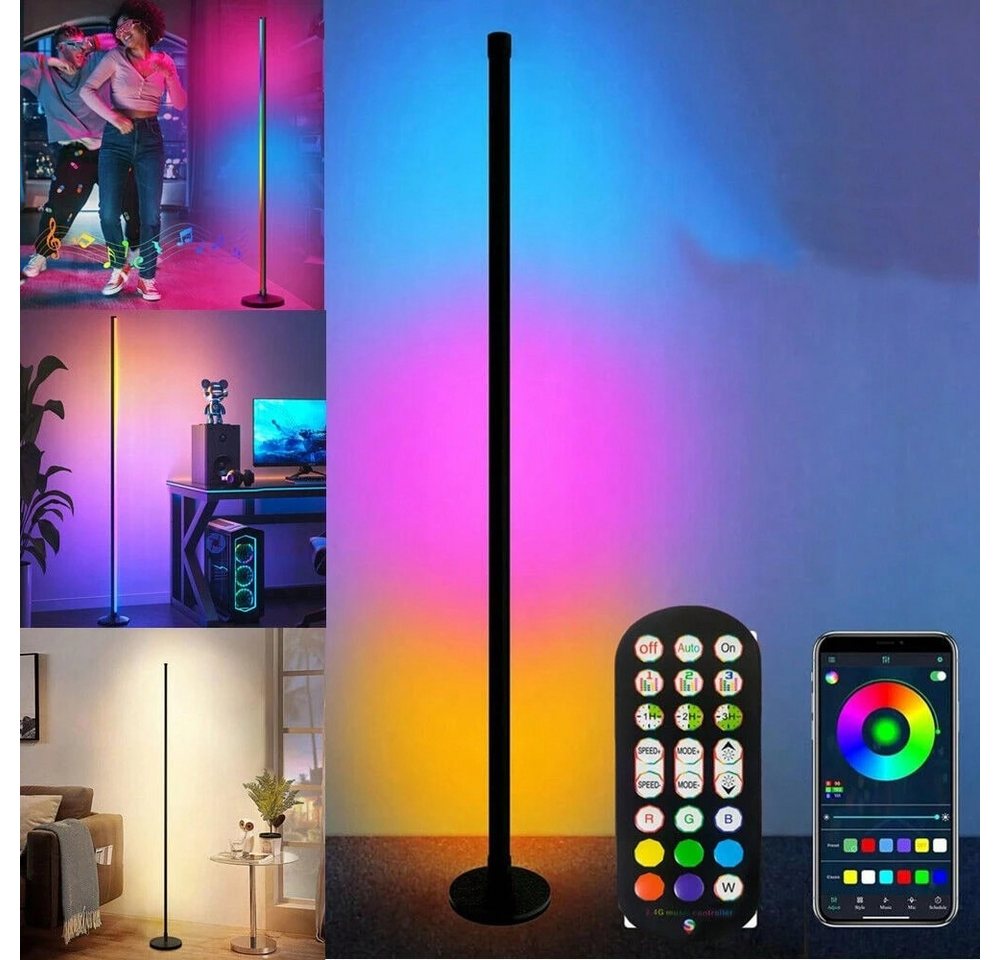 POPOLIC LED Stehlampe 120 cm Eckleuchte mit dimmbarem RGB-Licht, Fernbedienung und APP, über 3000 Beleuchtungsmodi, Musikmodus, DIY-Modus und Zeitfunktion, Weihnachts- und Neujahrsgeschenk, geeignet für Schlafzimmer, Spielzimmer von POPOLIC