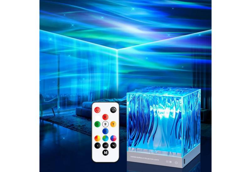 POPOLIC LED-Sternenhimmel LED Sternenhimmel Projektor Kinder, RGB 3D Nordlicht Projektor, LED fest integriert, mit 18 Beleuchtung-Effekten & Fernbedienung Zeitnahme Aurora projektor, Flamme Sternenhimmel LED Projektor Nachtlicht Kinder Zimmer Deko von POPOLIC