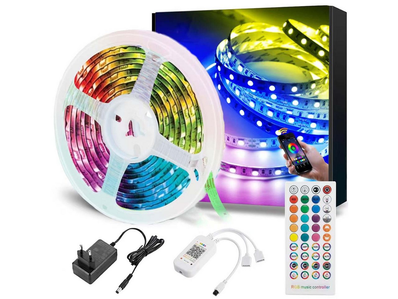 POPOLIC LED-Streifen Bluetooth LED Strip 30m, Smart RGB LED Streifen, LED Band Steuerbar via App und Fernbedienung, mit Musikmodus POPOLIC LED-Streifen Bluetooth LED Strip 30m, Smart RGB LED Streifen, LED Band Steuerbar via App und Fernbedienung, mit Musikmodus von POPOLIC